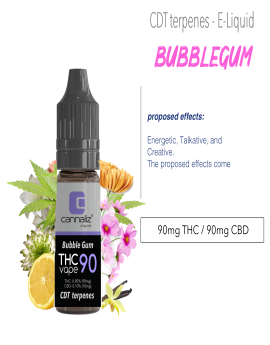 Bubblegum - CDT terpenes E-Liquid - THC 90mg + CBD 90mg